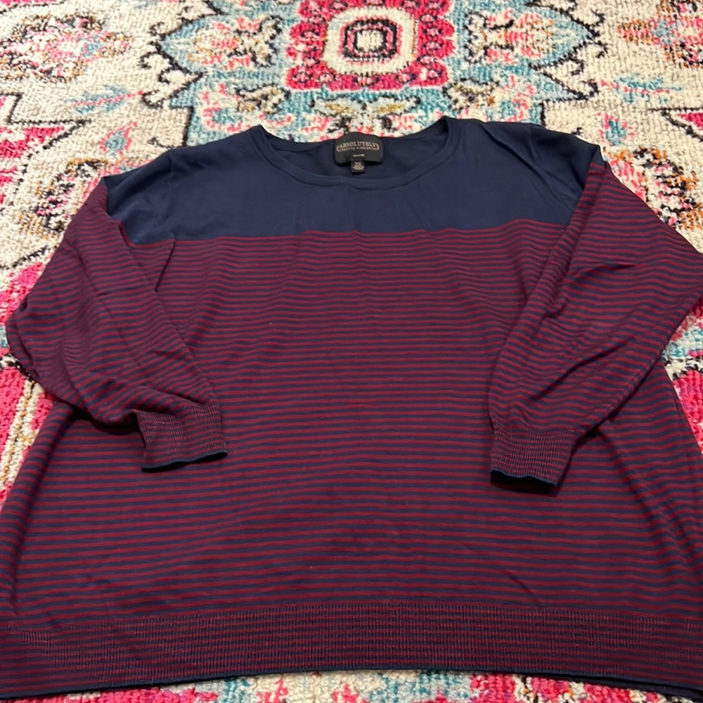 Women 2x absolutely Navy and Maroon Thin pullover sweater, striped, stitchfix